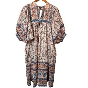 Mille Resort Travel Women's Dress Bohemian‎ Floral Print Balloon Sleeve